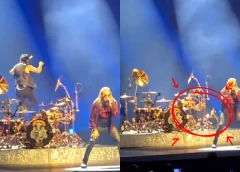 Baterista de Maná se cae en pleno concierto y los fans reaccionan